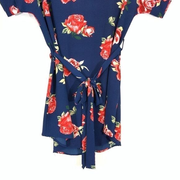 Christian Caliendo navy floral pull on dress S - Picture 3 of 5